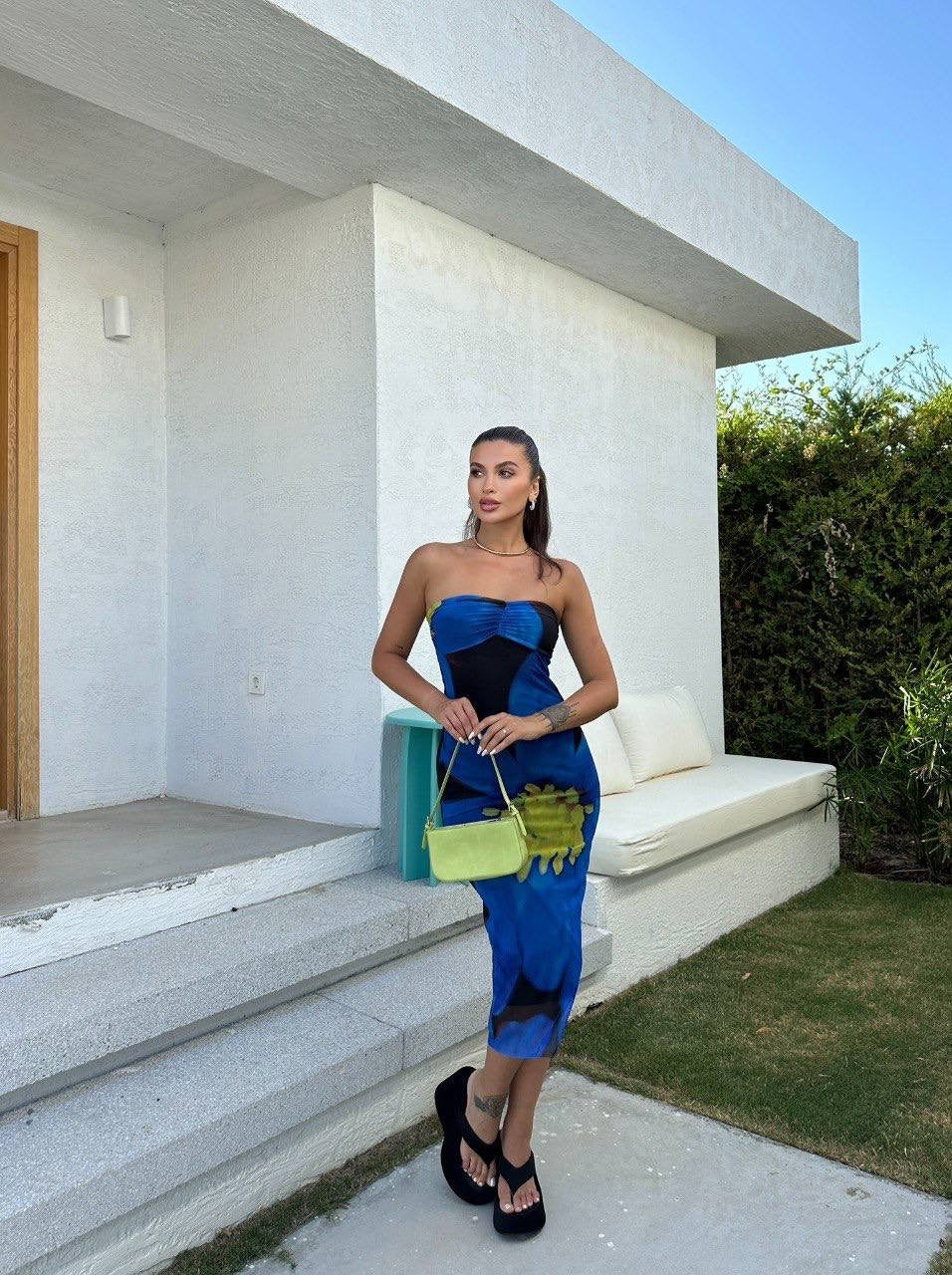 Strapless midi dress