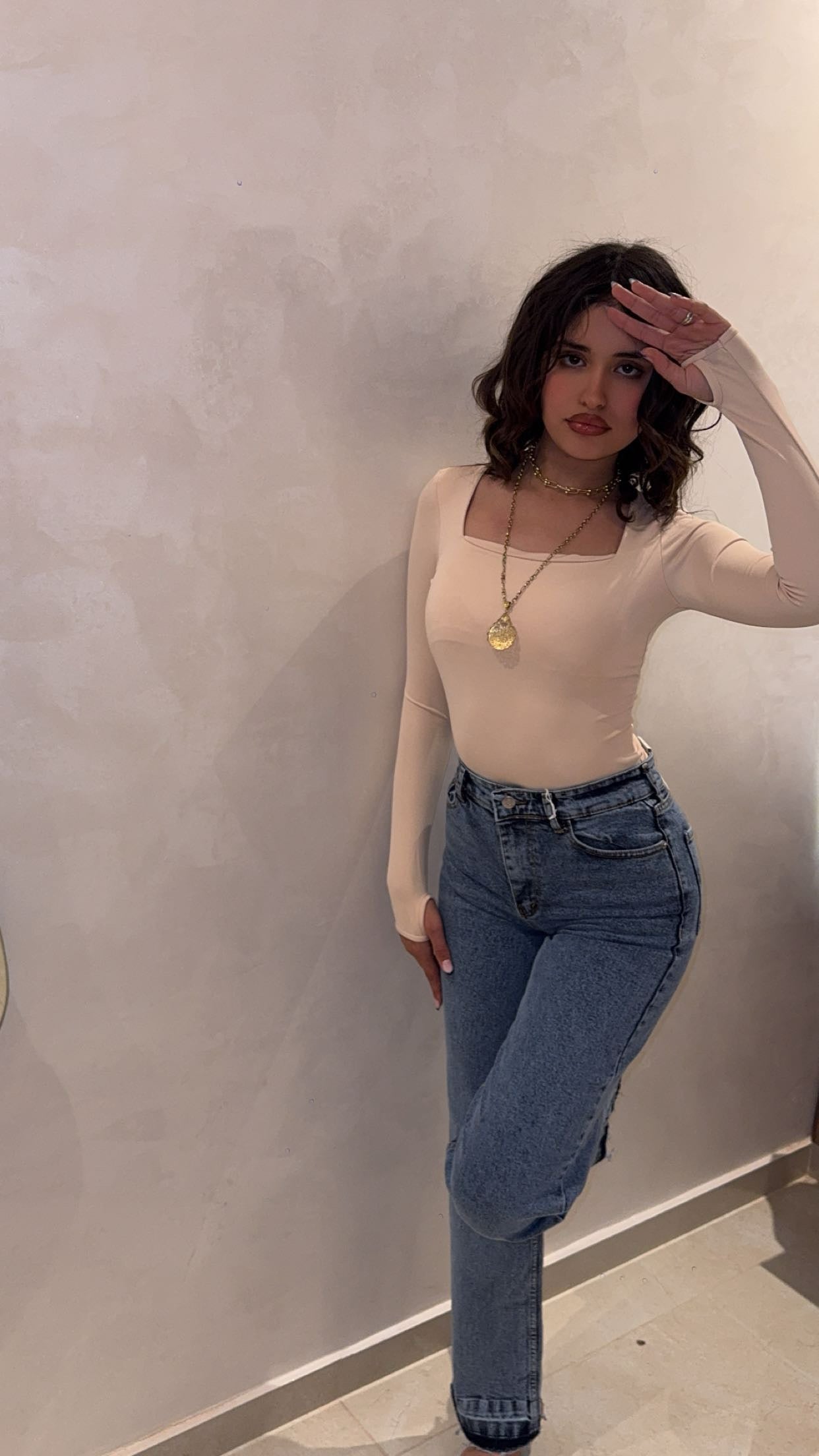 Stretch wide leg jeans