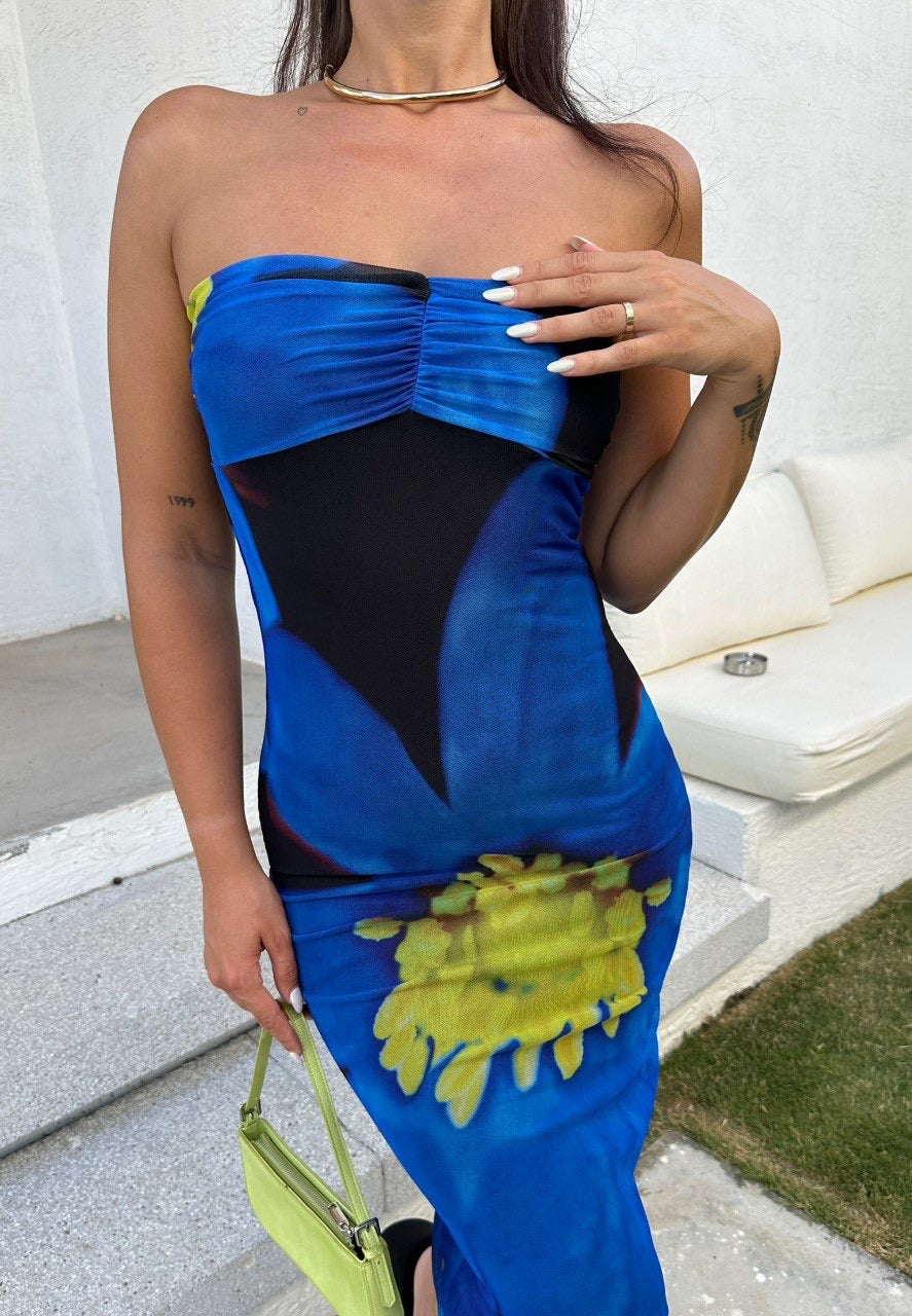 Strapless midi dress