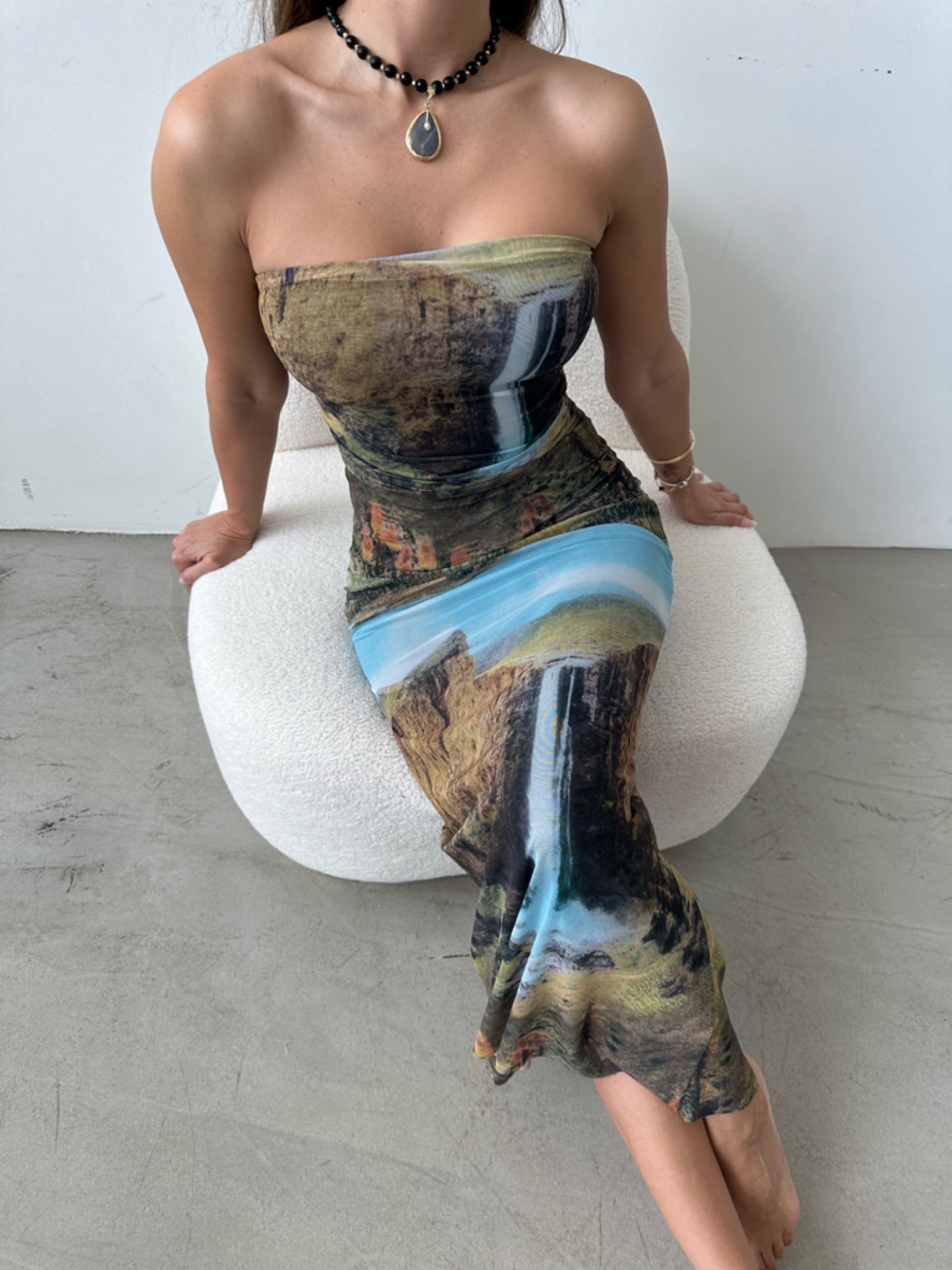 Waterfall midi dress