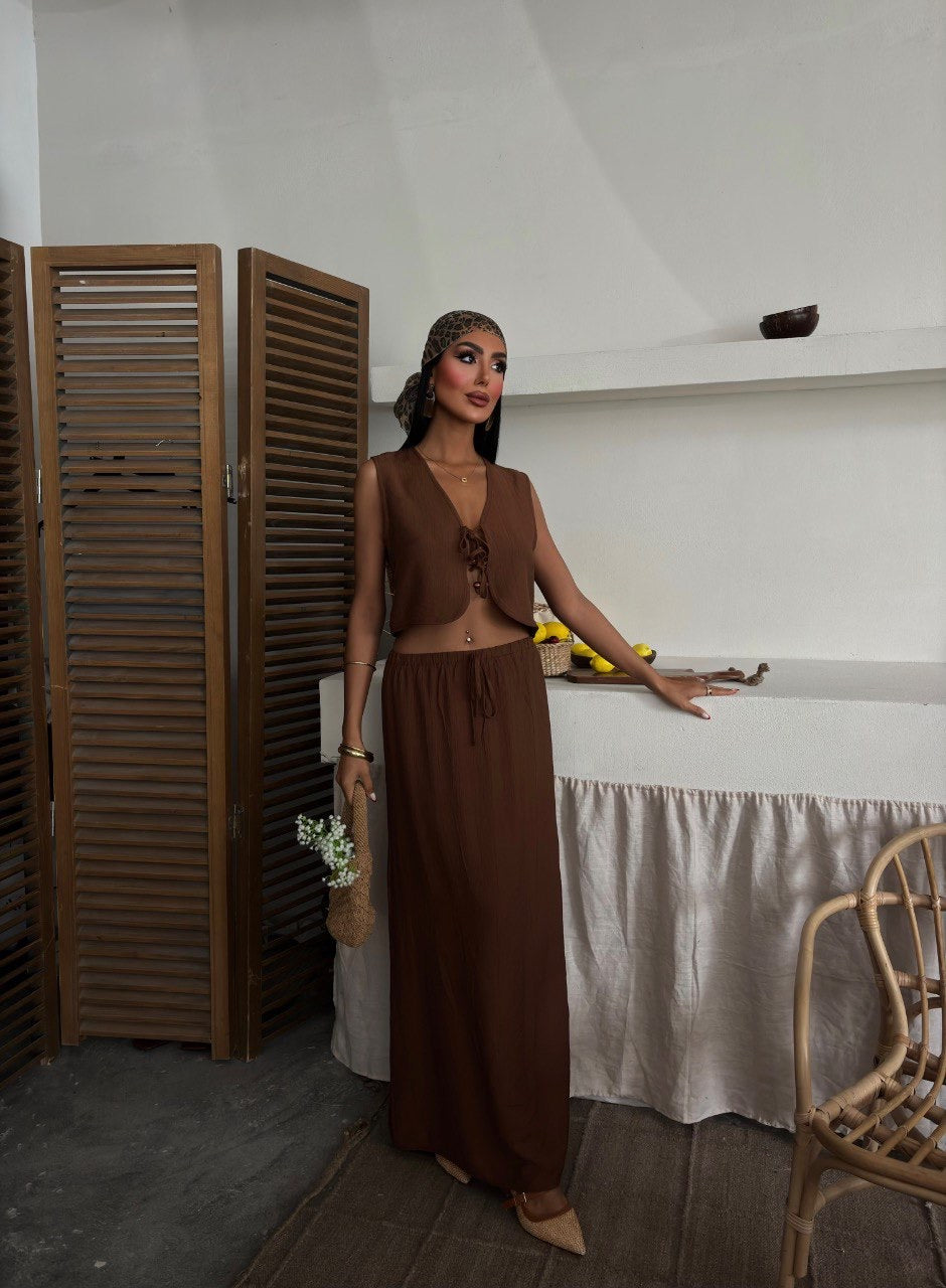 Linen long skirt set