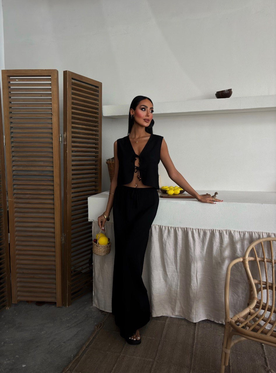 Linen long skirt set