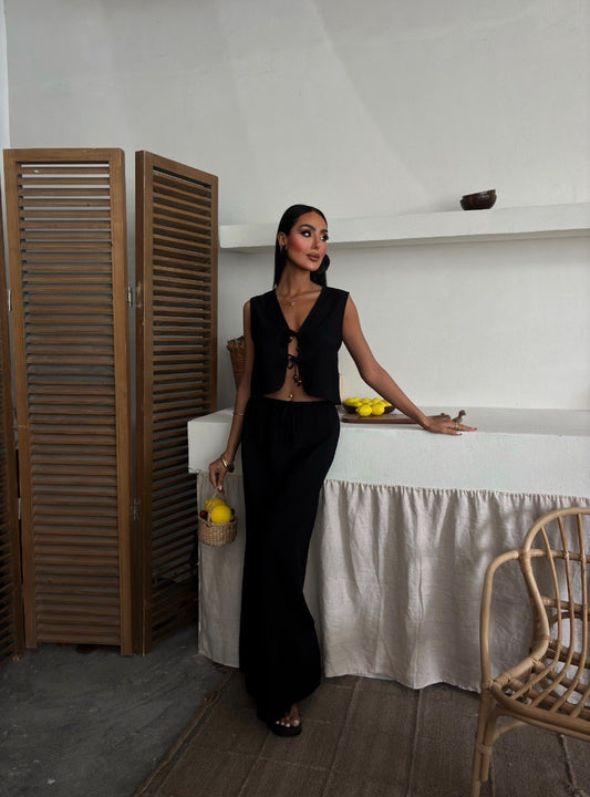 Linen long skirt set