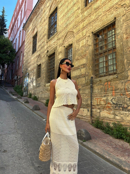 Cream backless set