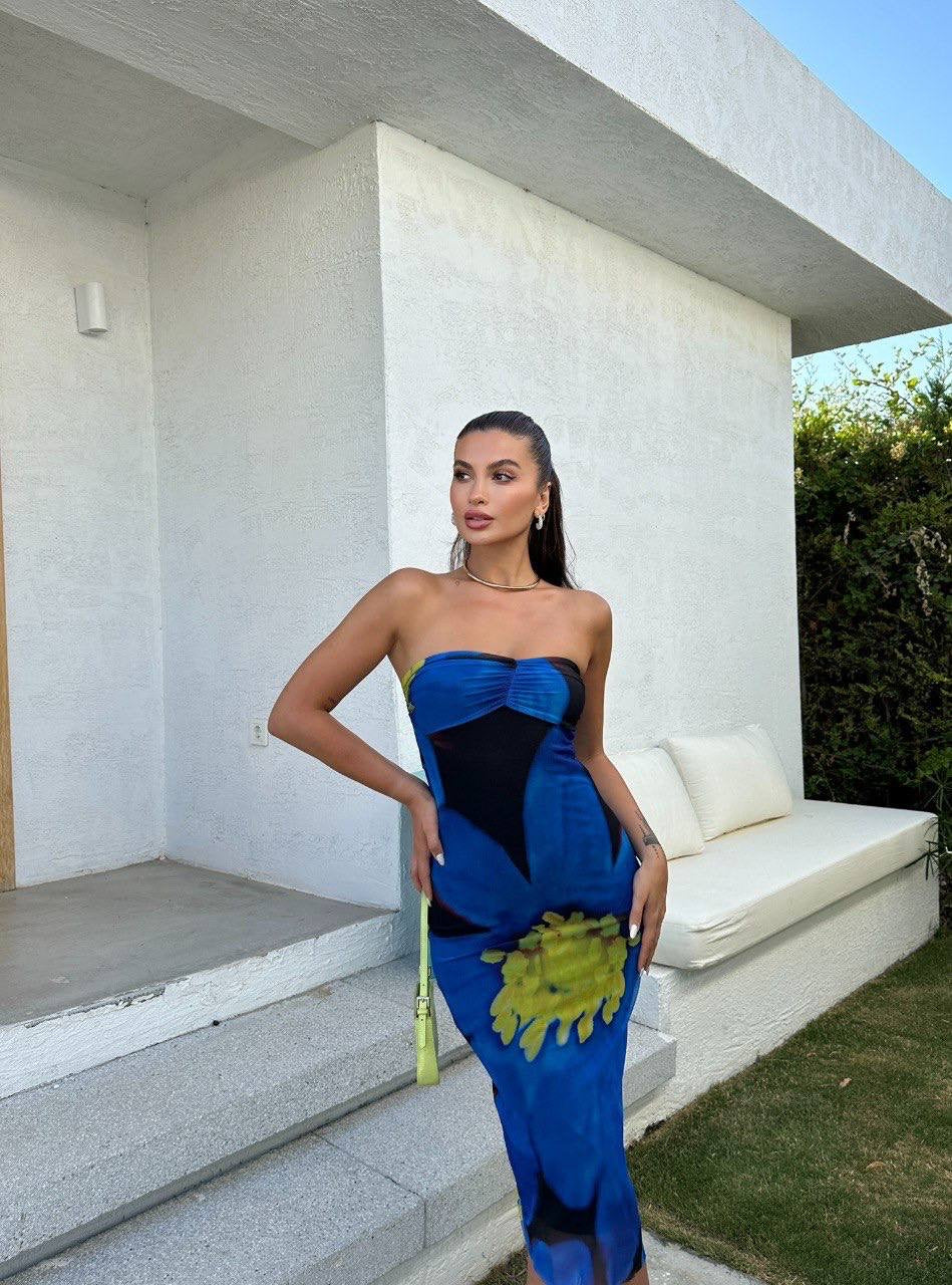 Strapless midi dress