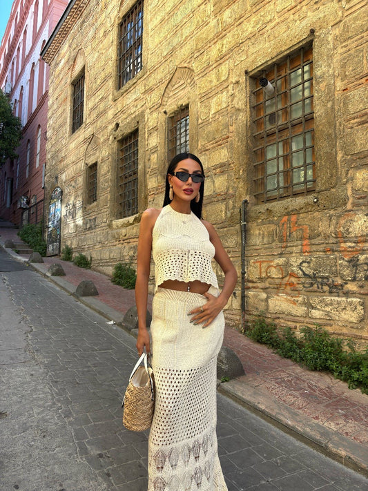 Cream backless set