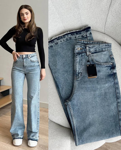 Stretch wide leg jeans