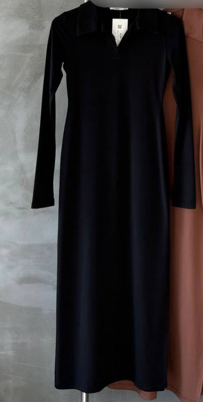 Polo neck stretch dress