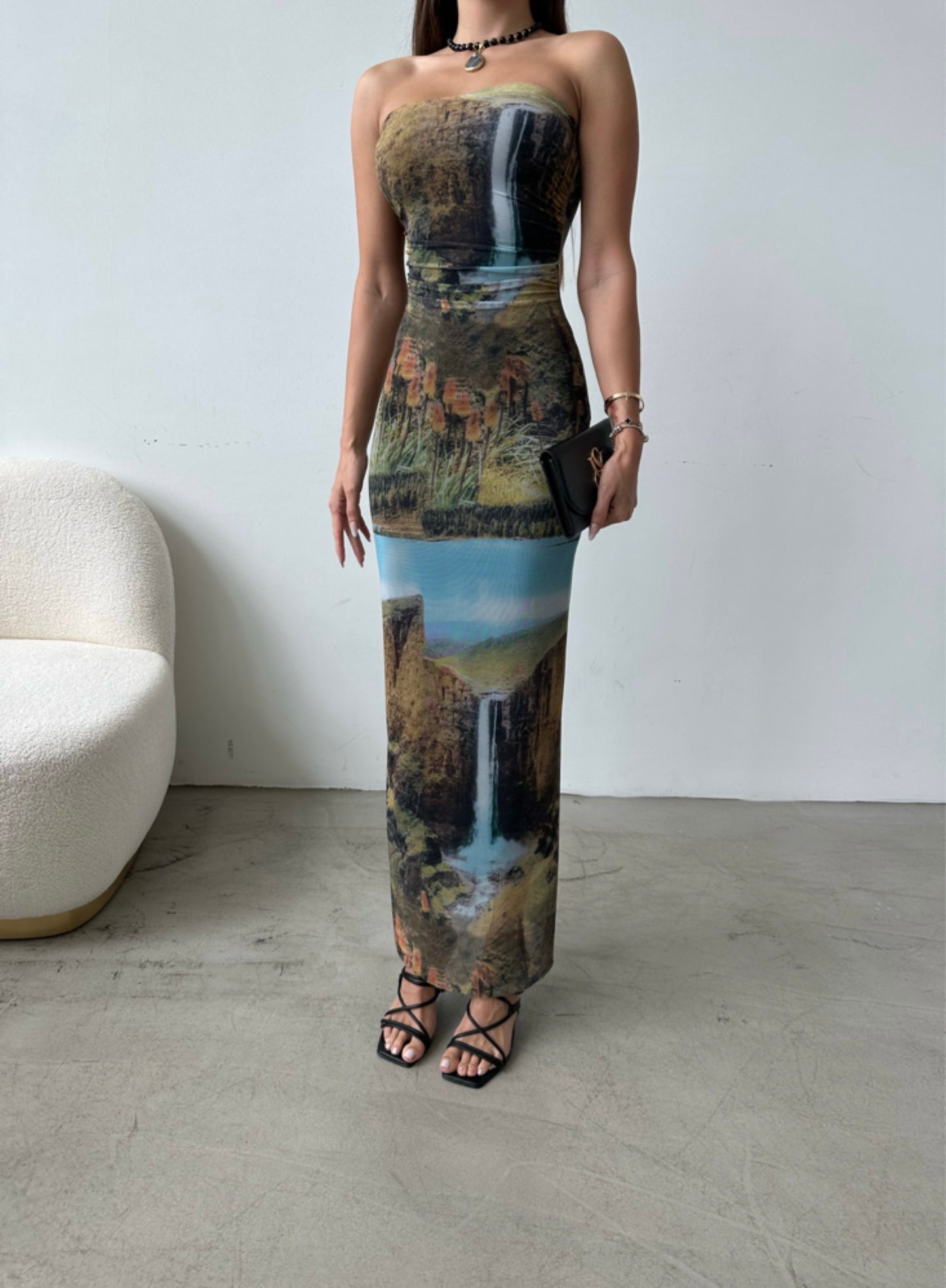 Waterfall midi dress
