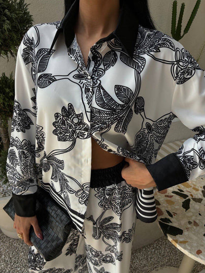 Black & white satin set