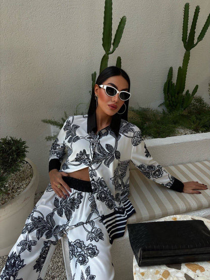 Black & white satin set